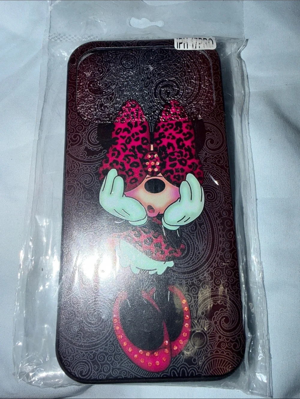 I-Phone 17 PRO Pink Leopard Bow Cartoon Phone Case with Character Design